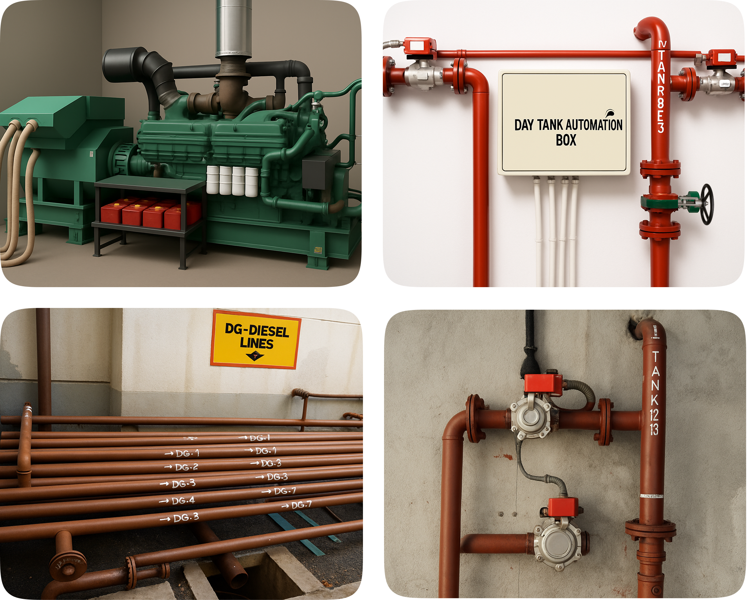 Industrial day tank with automated water or fuel level control using IoT sensors and smart pump Industrial day tank with automated water or fuel level control using IoT sensors and smart pump